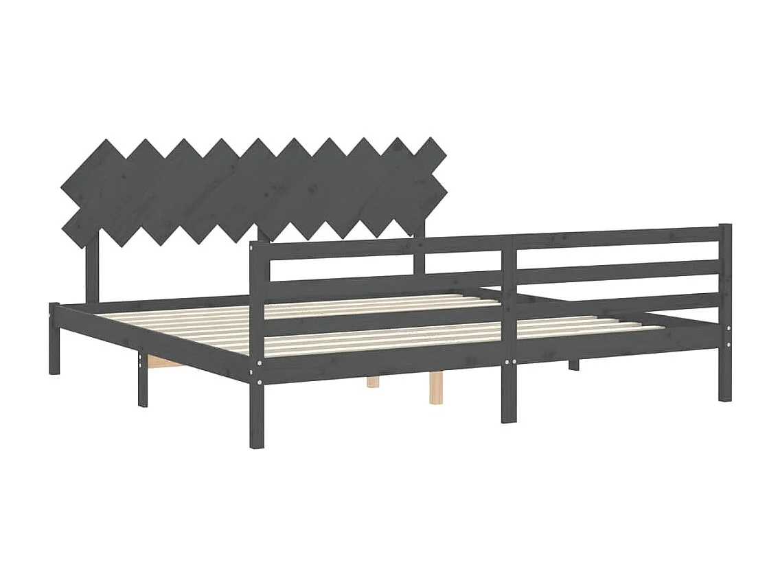 Bedframe zonder matras grijs 200x200 cm massief hout