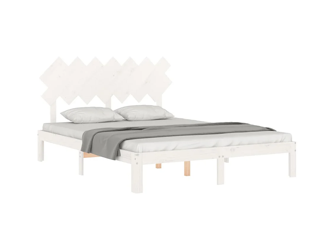 Struttura letto senza materasso bianco 140x190 cm in legno massello di pino