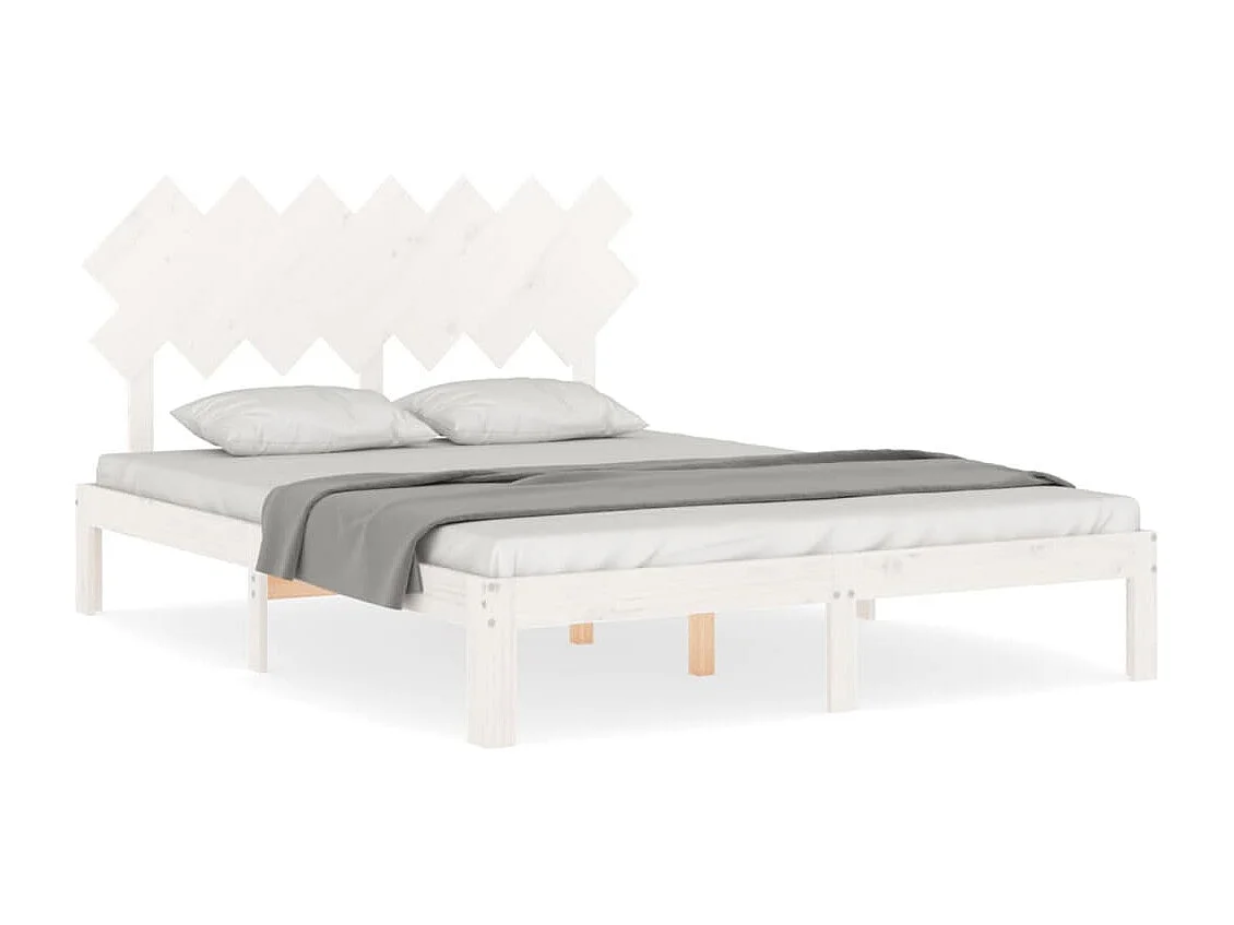 Struttura letto senza materasso bianco 140x190 cm in legno massello di pino