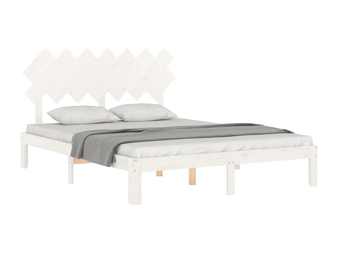 Struttura letto senza materasso bianco 140x190 cm in legno massello di pino