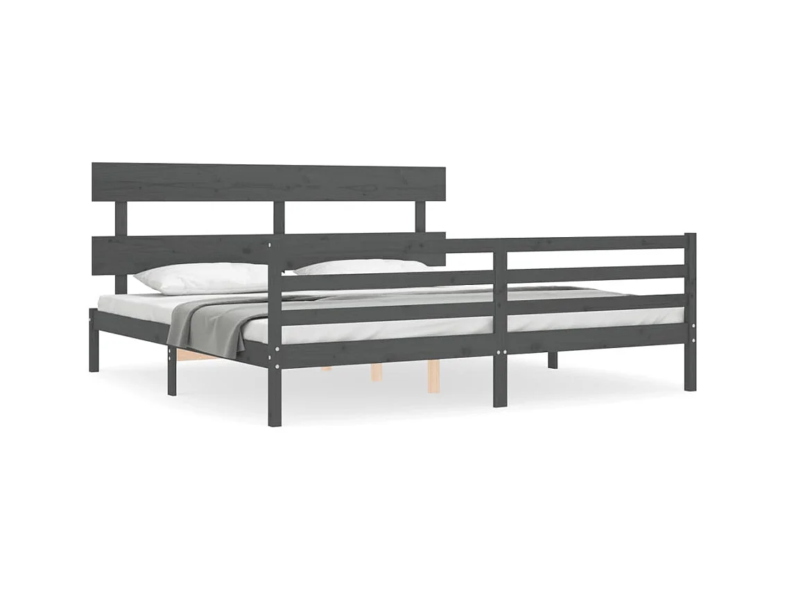 Bettgestell ohne Matratze grau 200x200 cm Massivholz