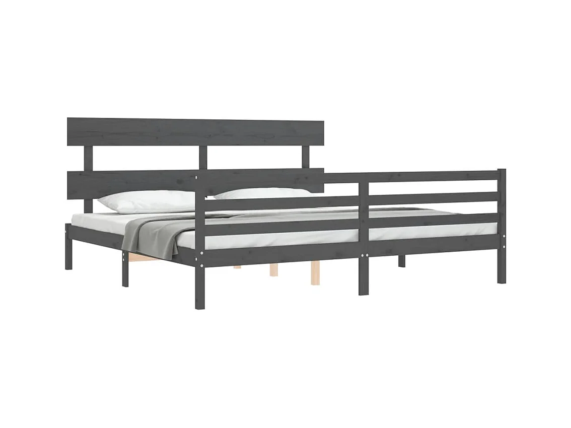 Bettgestell ohne Matratze grau 200x200 cm Massivholz