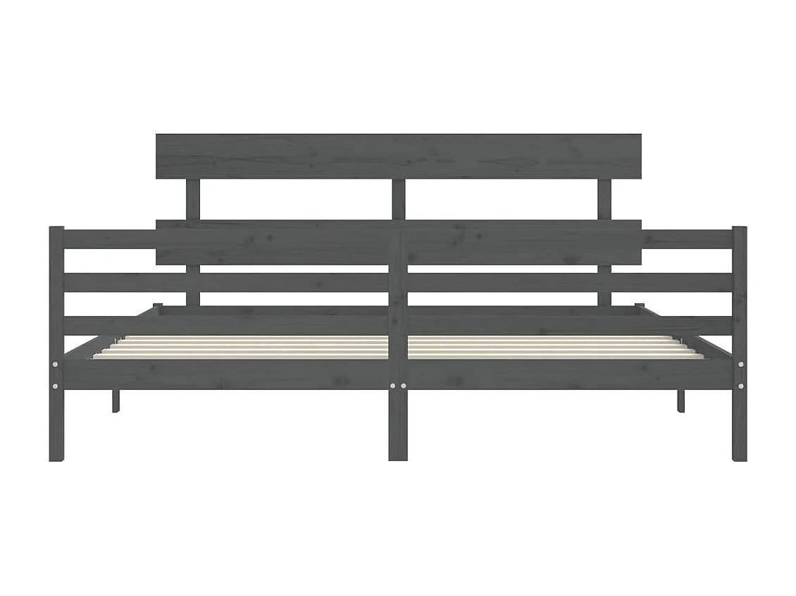 Bettgestell ohne Matratze grau 200x200 cm Massivholz