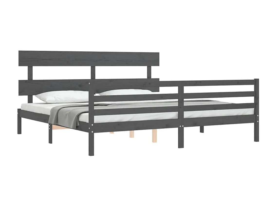 Struttura letto senza materasso grigio 200x200 cm legno massello