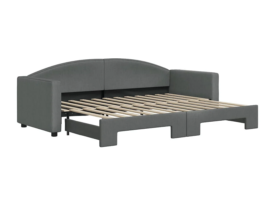 Lit de jour avec gigogne sans matelas gris foncé 80x200 cm