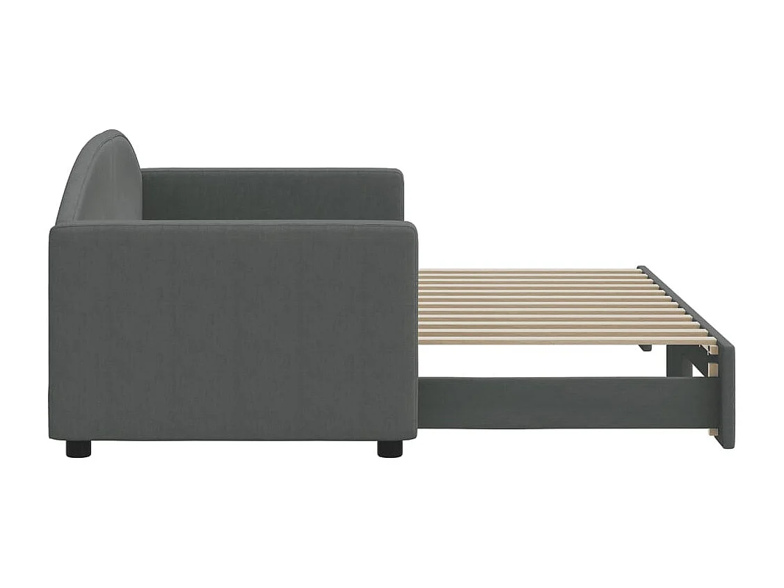 Lit de jour avec gigogne sans matelas gris foncé 80x200 cm