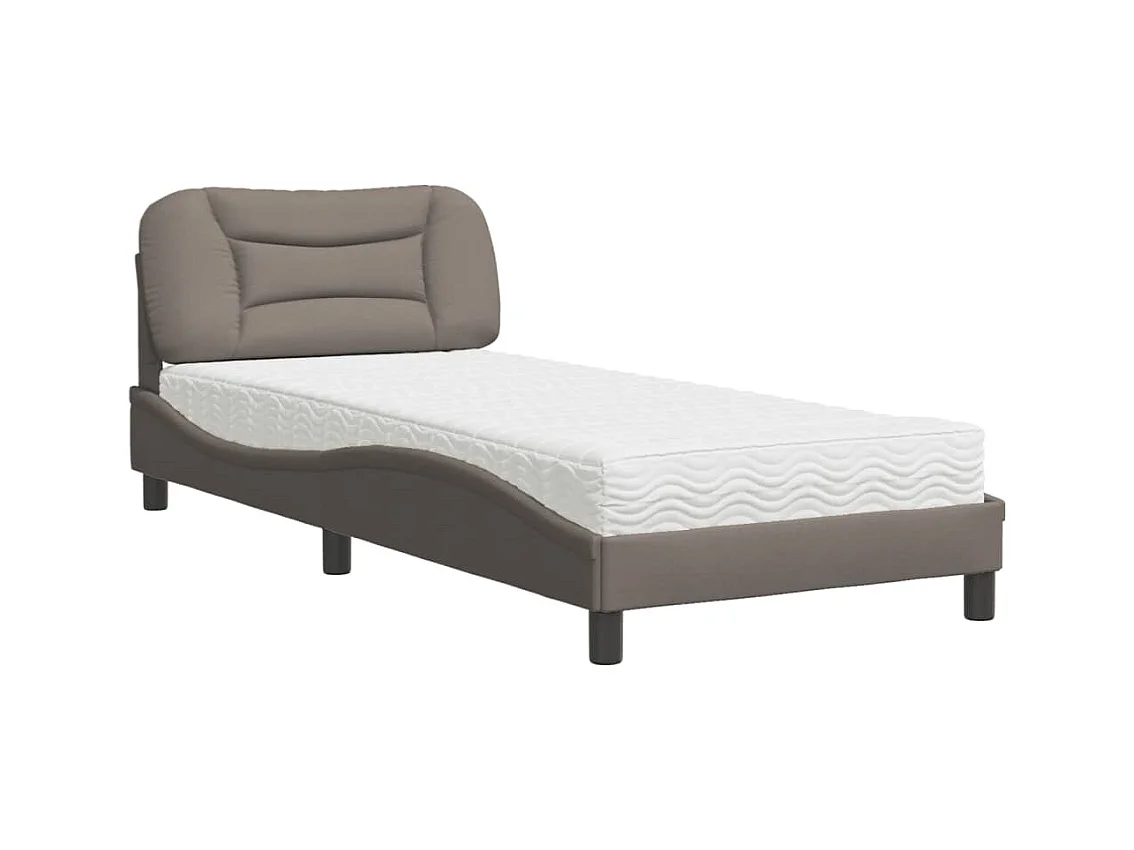 Lit avec matelas taupe 80x200 cm tissu