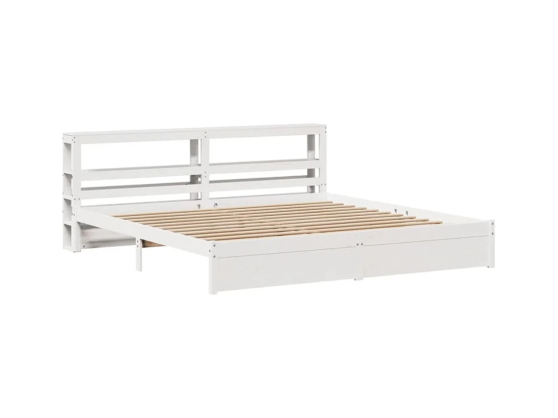 Struttura letto con testiera senza materasso bianco 200x200 cm