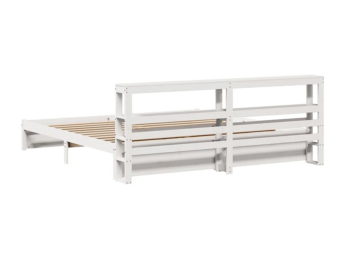 Bettgestell mit Kopfteil ohne Matratze weiß 200x200 cm