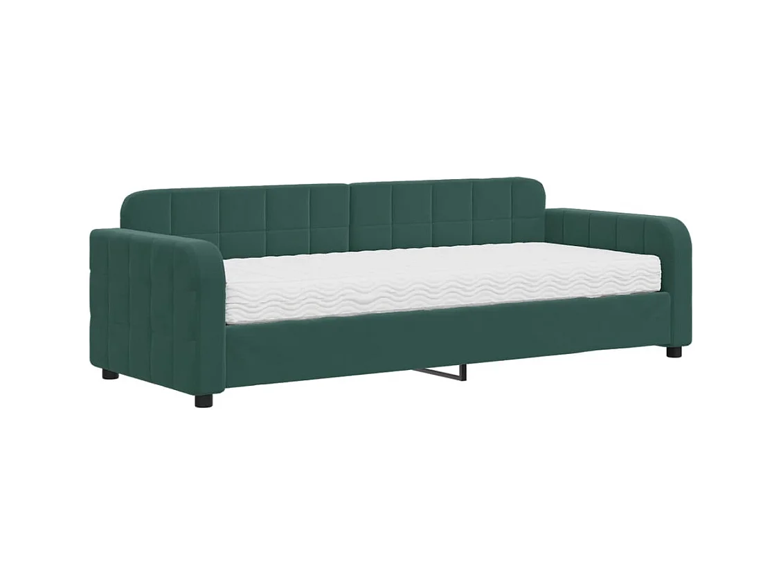 Dagbed met donkergroene matras 80x200 cm fluweel