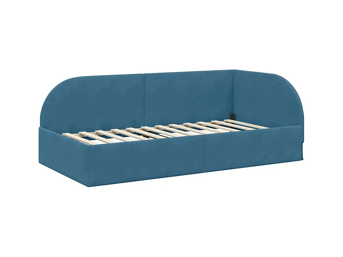 Hoekbedframe met hoofdbord Blauw 90 x 200 cm Fluweel
