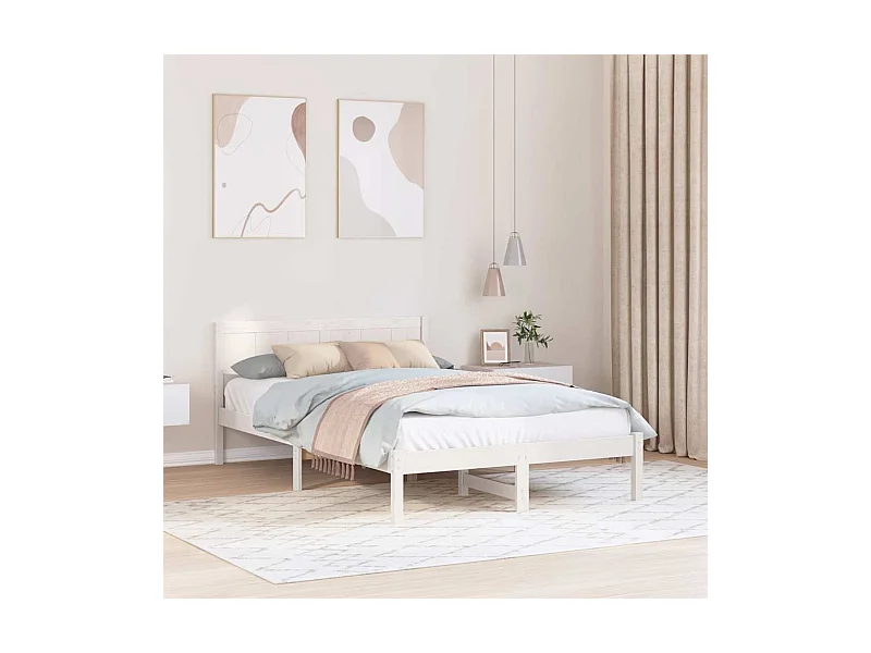 Estructura de cama blanca 140 x 190 cm Madera maciza de pino