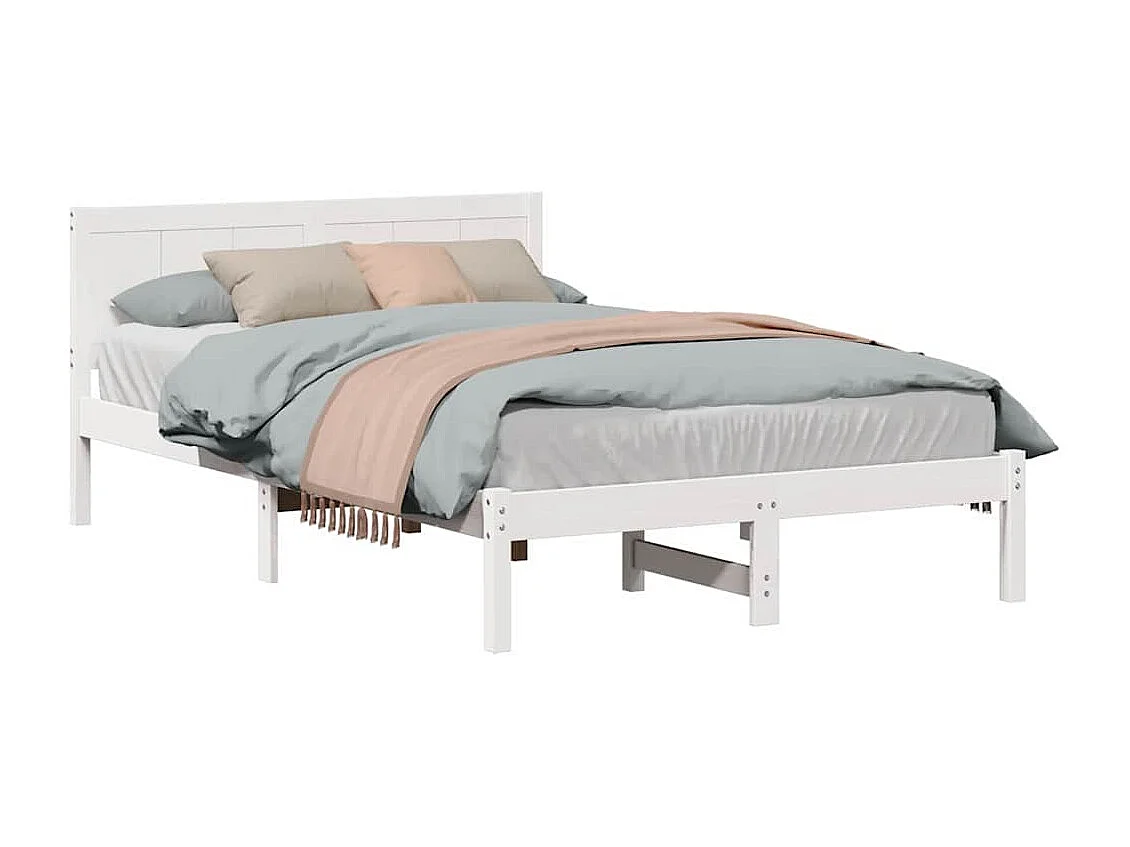 Struttura letto bianca 140 x 190 cm Legno massello di pino