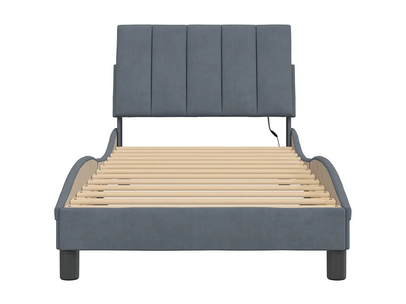 Cadre de lit avec LED sans matelas gris foncé 90x190 cm velours