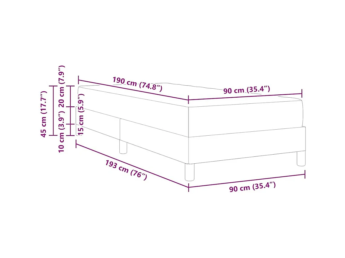 Letto boxspring grigio chiaro e marrone 90 x 190 cm
