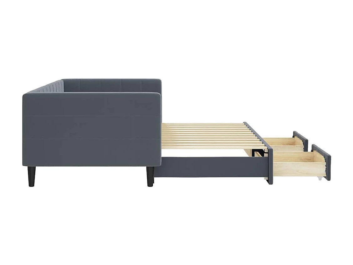 Lit de jour avec gigogne et tiroirs sans matelas 90x200 cm