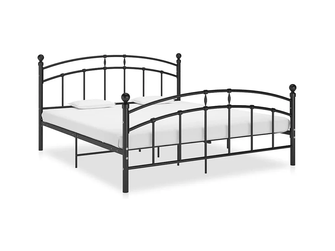 Cadre de lit avec tête de lit sans matelas noir 160x200cm métal