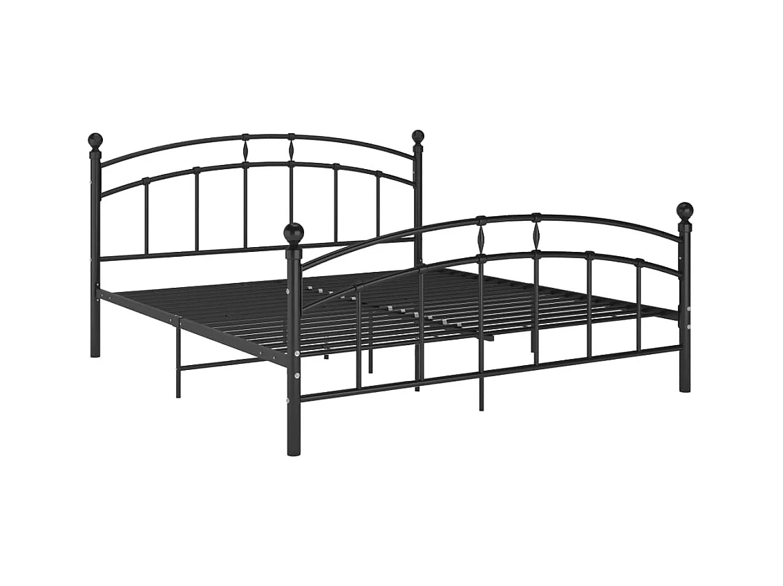 Cadre de lit avec tête de lit sans matelas noir 160x200cm métal