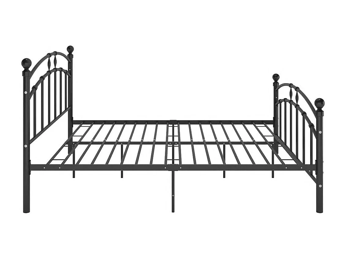 Estructura de cama con cabecero sin colchón negro 160x200cm metal