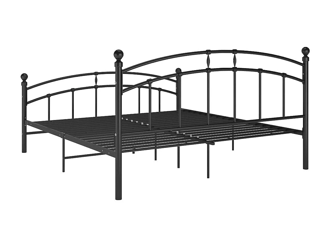 Estructura de cama con cabecero sin colchón negro 160x200cm metal