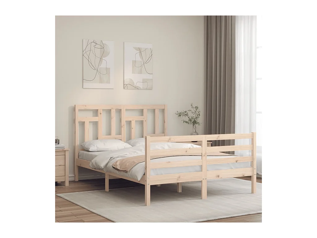 Cadre de lit sans matelas bois massif