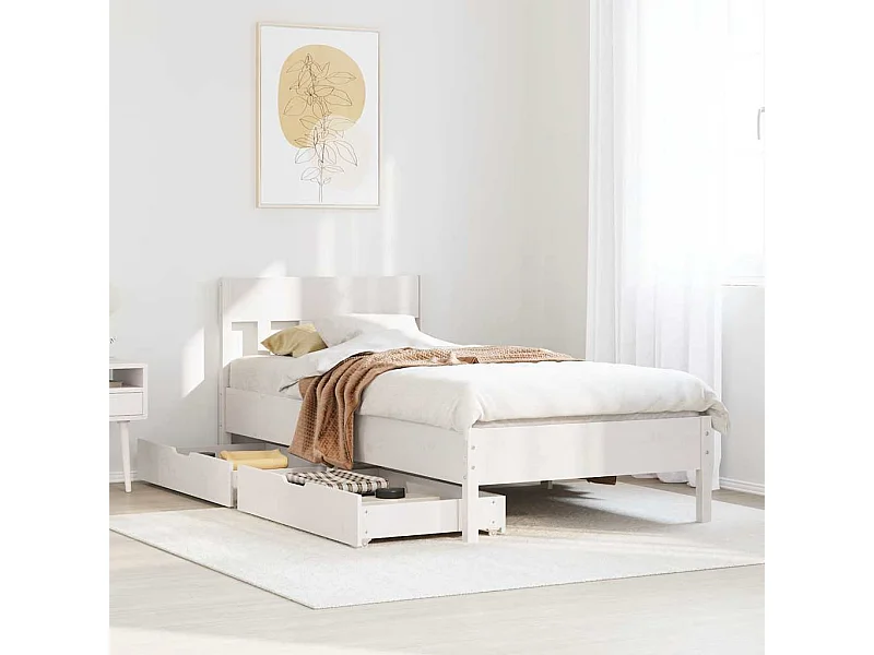 Struttura letto senza materasso bianco 75x190 cm in legno massello di pino