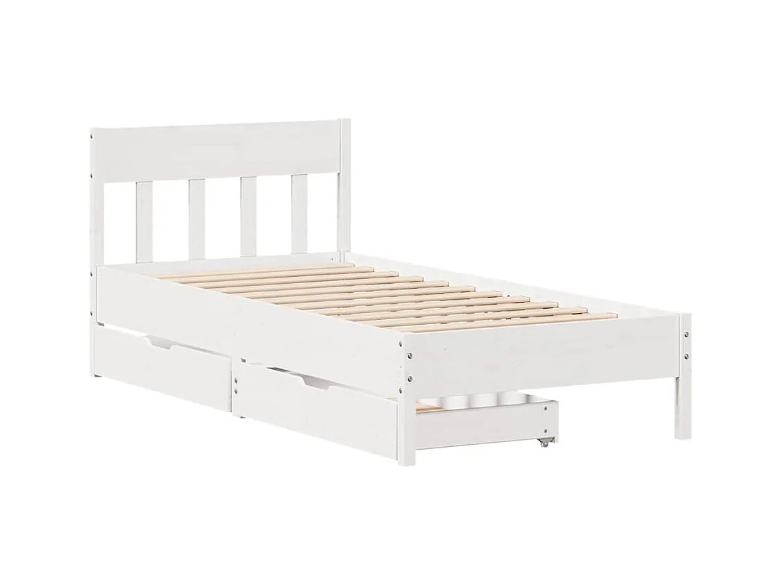 Struttura letto senza materasso bianco 75x190 cm in legno massello di pino