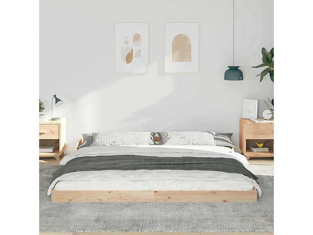 Cadre de lit Marron 180 x 210 cm Bois massif en pin