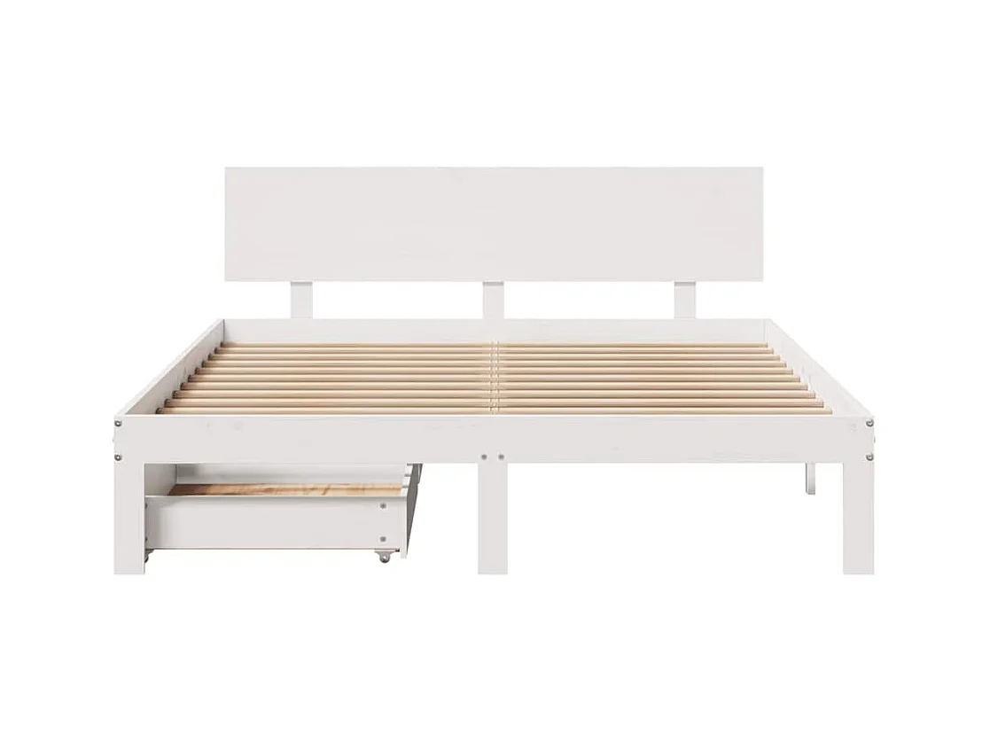 Cadre de lit avec tiroirs sans matelas blanc 160x200 cm