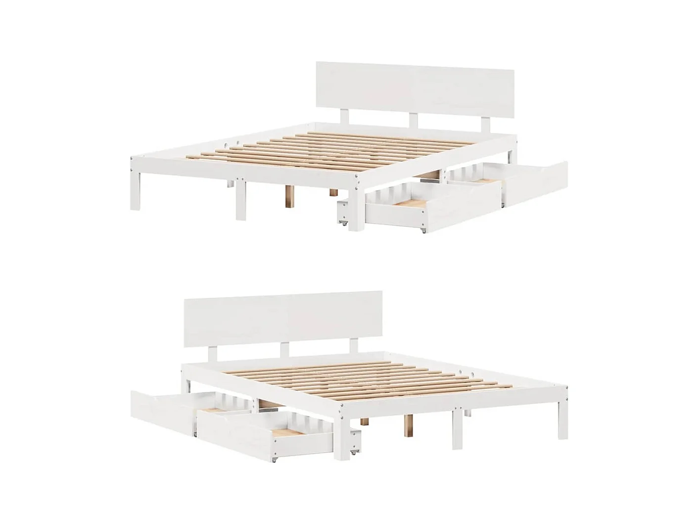 Bedframe met lades zonder matras wit 160x200 cm