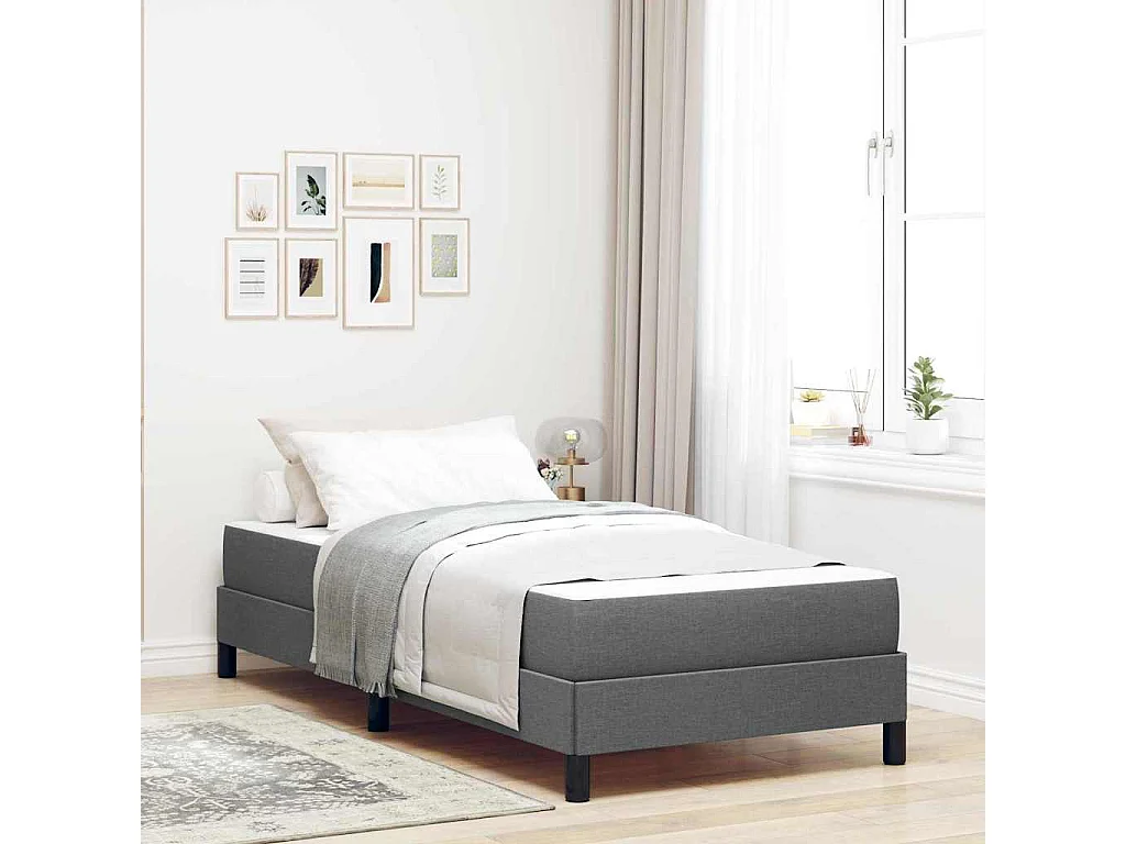 Boxspringbed met matras Donkergrijs 80 x 200 cm stof