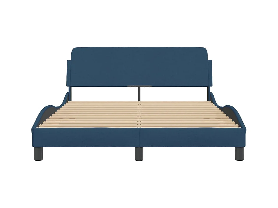 Estructura de cama con cabecero sin colchón tela azul 140x200cm