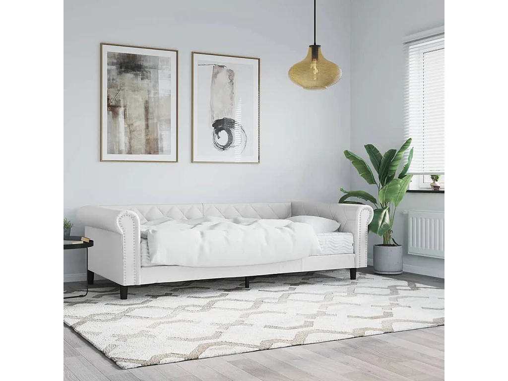 Divano letto con materasso bianco 90x200 cm in similpelle