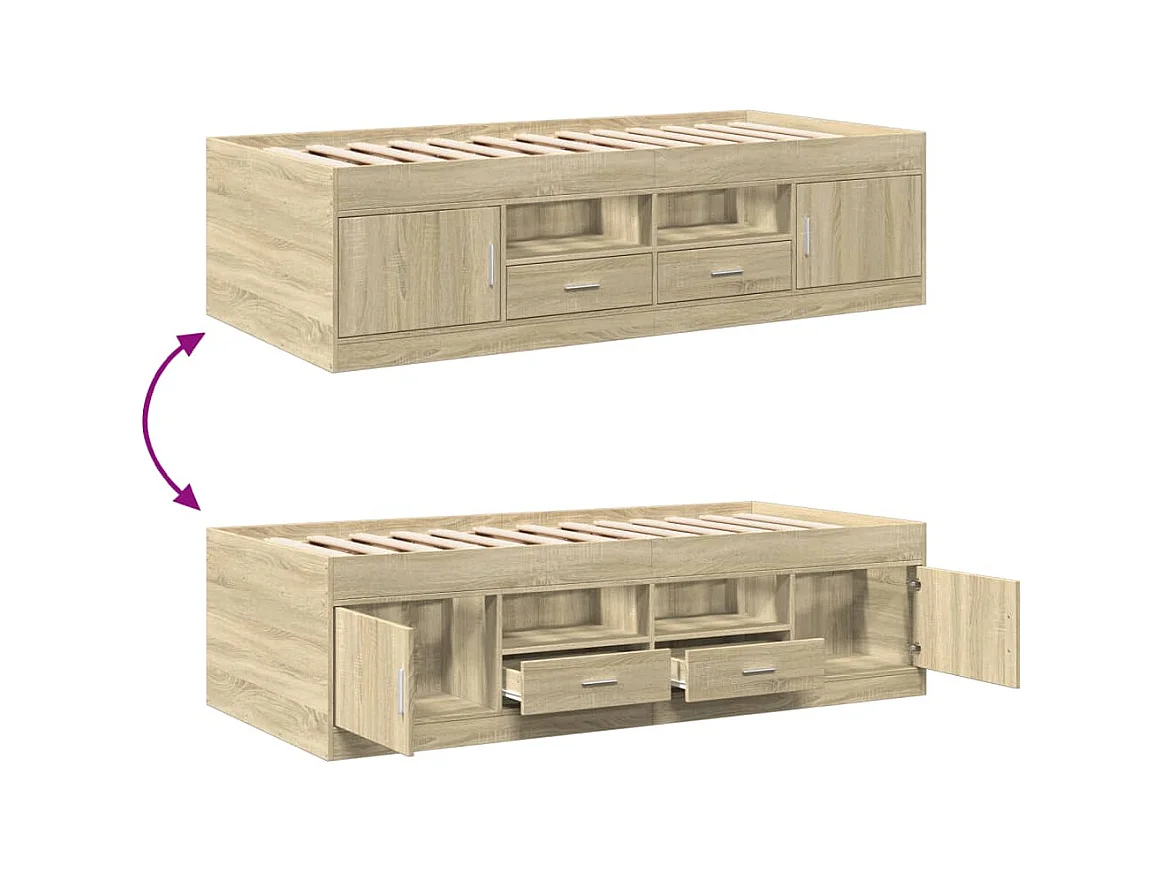 Dagbed met lades zonder matras sonoma eiken 100x200 cm