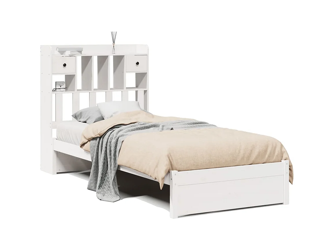 Wit boekenkastbed zonder matras 90x190cm massief grenenhout