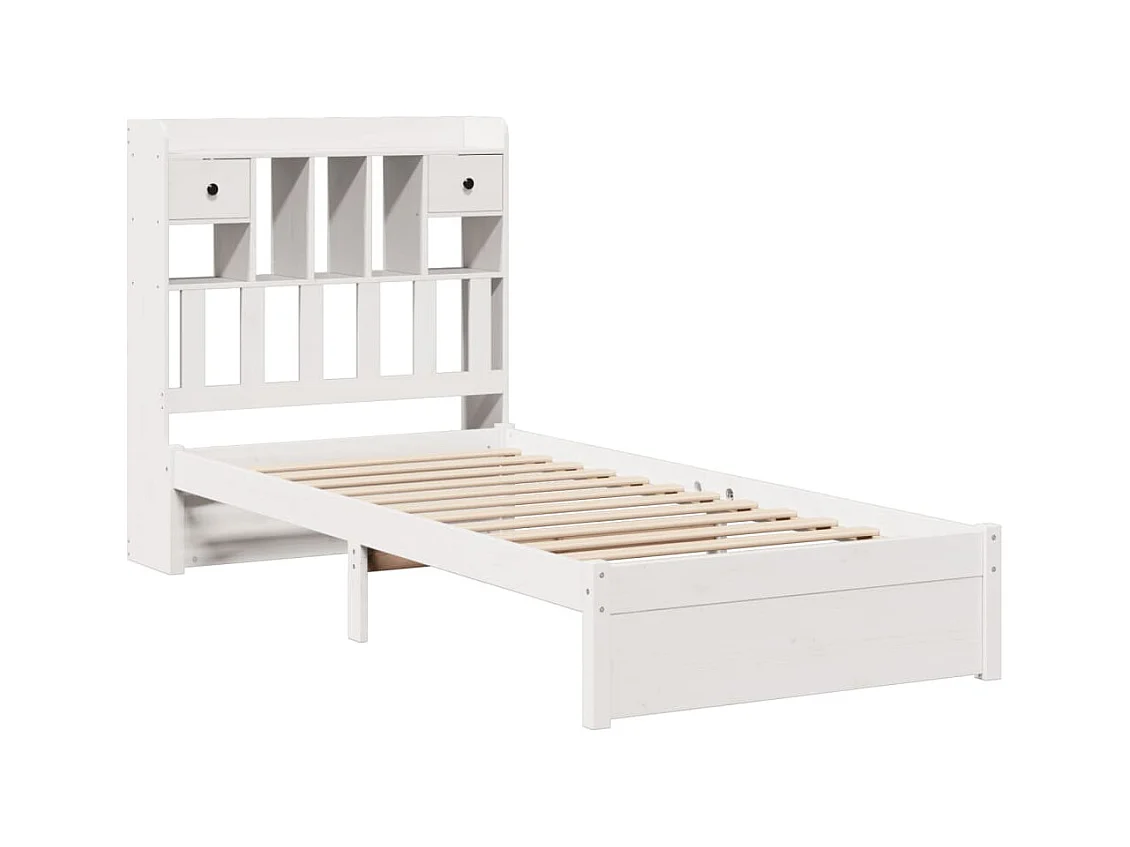 Wit boekenkastbed zonder matras 90x190cm massief grenenhout