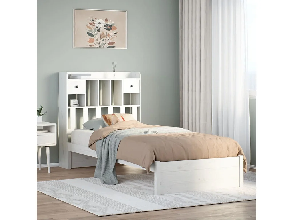 Wit boekenkastbed zonder matras 90x190cm massief grenenhout