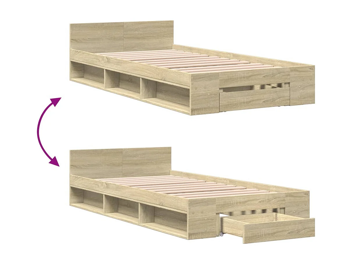 Bettgestell mit Schublade ohne Matratze Sonoma Eiche 90x200 cm