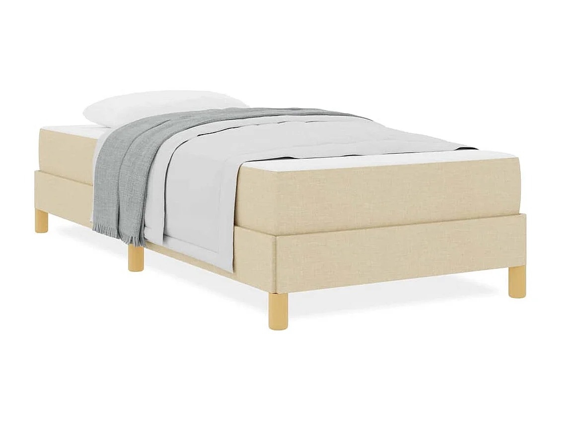 Cama con somier color crema y marrón de 90 x 200 cm