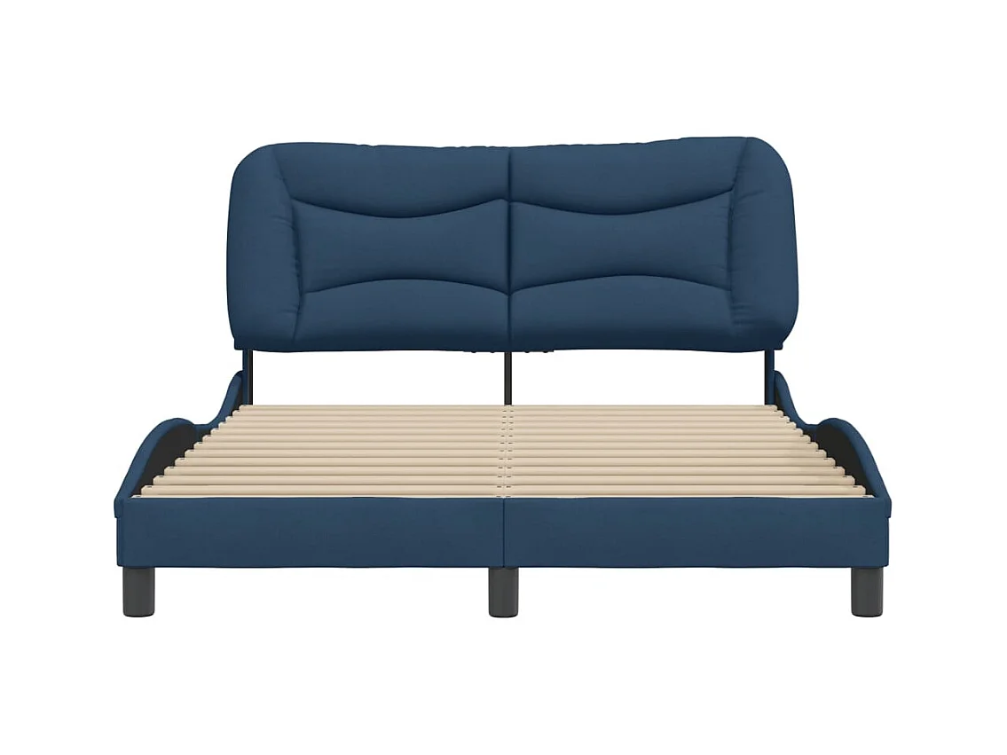 Cadre de lit sans matelas bleu 140x190 cm tissu