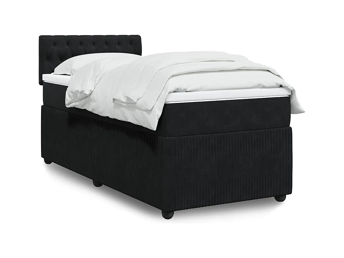 Rete a doghe con materasso Nero 90x200 cm Velluto