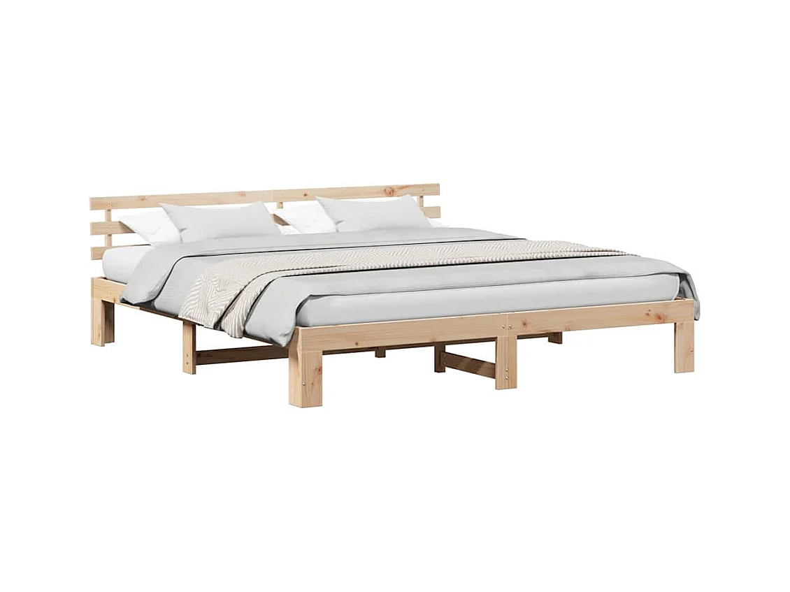 Bruin bedframe 200 x 200 cm massief grenenhout