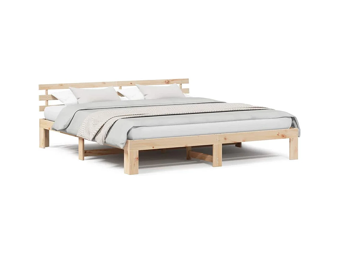 Bruin bedframe 200 x 200 cm massief grenenhout