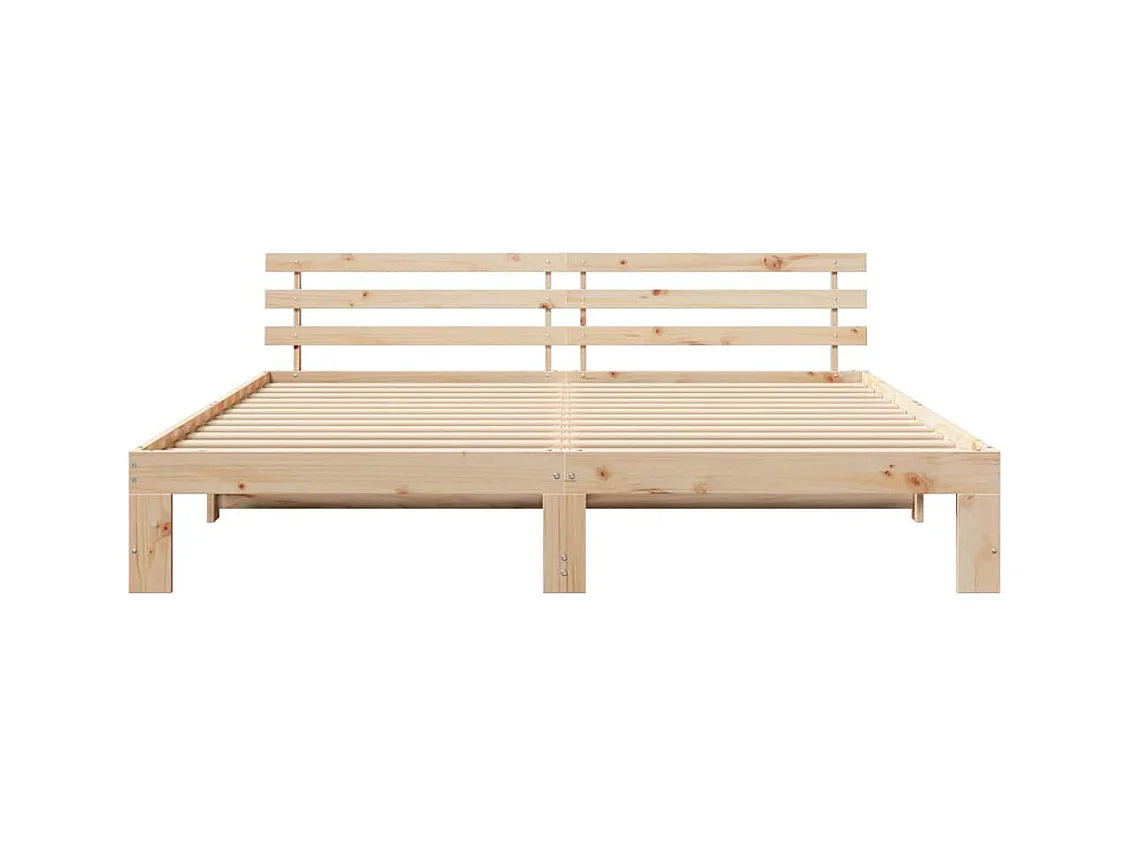Bruin bedframe 200 x 200 cm massief grenenhout
