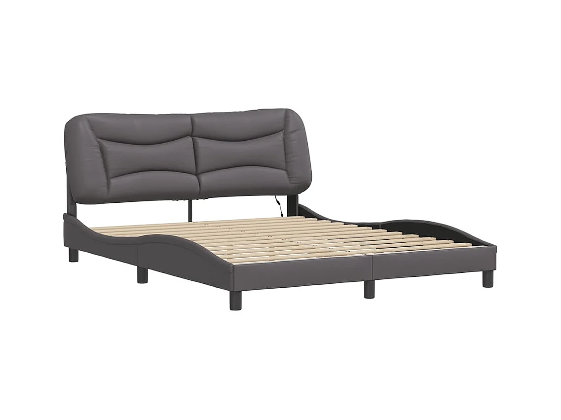 Struttura letto con LED senza materasso grigio 160x200 cm