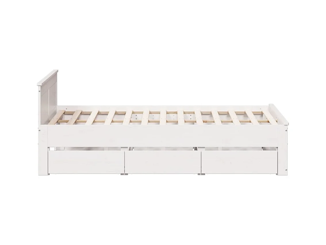 Estructura de cama sin colchón con cabecero blanco 140x200 cm pino