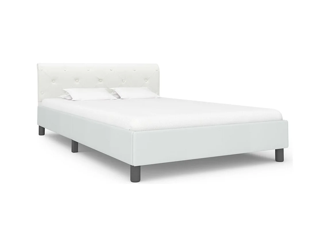 Cadre de lit sans matelas blanc similicuir 120x200 cm