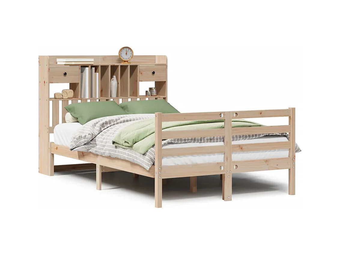 Boekenkastbed zonder matras 135x190 cm massief grenenhout