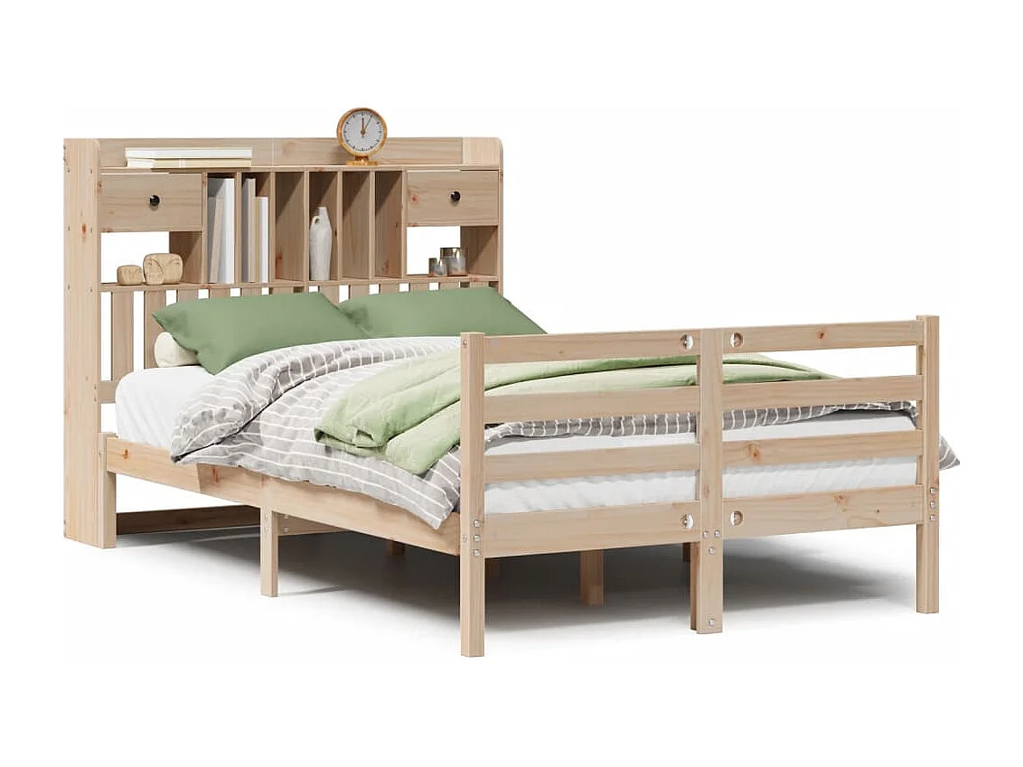 Cama librería sin colchón 135x190 cm madera maciza de pino