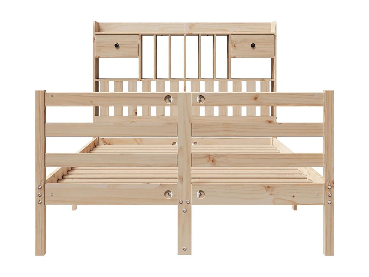 Cama librería sin colchón 135x190 cm madera maciza de pino